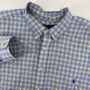 Ralph Lauren Men's 3XB Yellow Plaid Button Down Shirt Long Sleeve Stretch Cotton